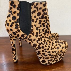 Vince Camuto animal print calfskin ankle booties